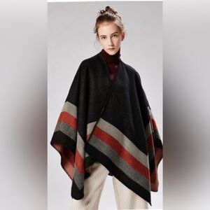 Women’s “Cashmere Like” Reversible Poncho Wrap, One size.